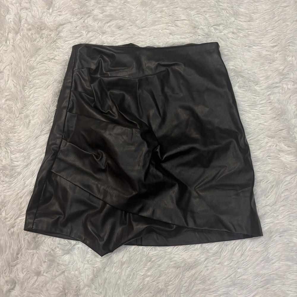 Zara Faux Leather Black Mini Skirt